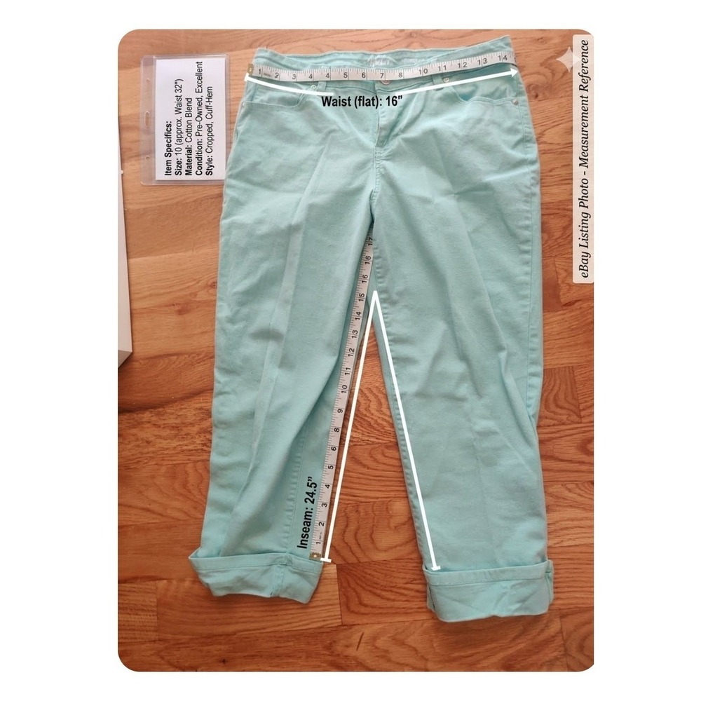 Style & Co Curvy Capri Pants Light Aqua Blue Cuffed Hem Size 12 Cotton Blend